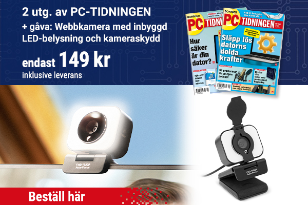 PC-tidningen + Webbkamera med inbyggd LED-belysning och kamerasky