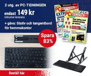 PC Tidningen med stativ och tangentbord för hemmakontor